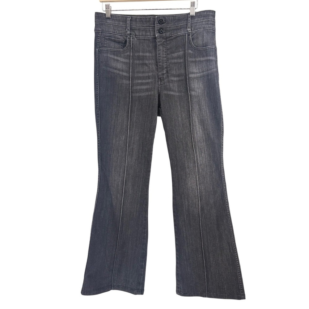 White House Black Market Skinny Flare Jeans Black Extra High Rise Size 14 - Picture 2 of 11